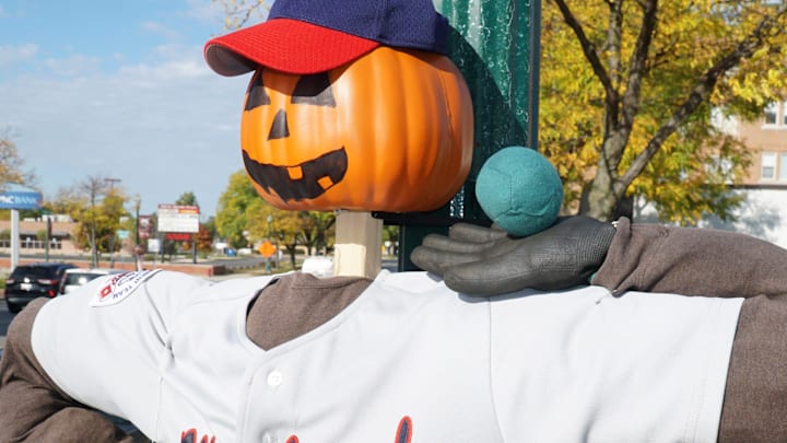 Michigan Avenue in downtown Wayne has been populated with dozens of business and civic group-decorated scarecrows for the upcoming Halloween season. Here's a Westland youth baseball association scarecrow.

Waynescarecrows6
