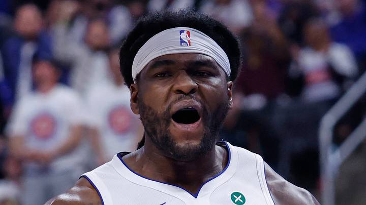 Apr 22, 2026; Detroit, Michigan, USA; Detroit Pistons forward Isaiah Stewart (28) reacts during the second half against the Orlando Magic during game two of the first round of the 2026 NBA Playoffs at Little Caesars Arena. Mandatory Credit: Rick Osentoski-Imagn Images