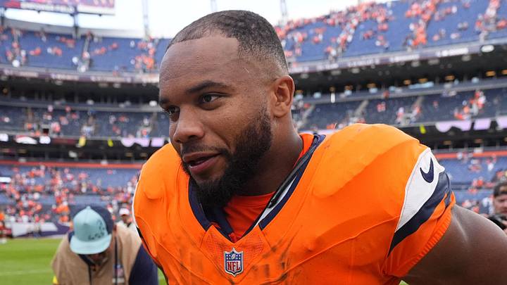 Denver Broncos running back J.K. Dobbins Denver Broncos running back J.K. Dobbins