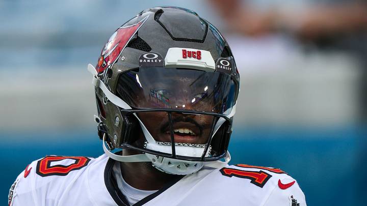 Aug 28, 2026; Jacksonville, Florida, USA; Tampa Bay Buccaneers quarterback Jalon Daniels (10) warms up before a preseason game against the Jacksonville Jaguars at EverBank Stadium. Mandatory Credit: Nathan Ray Seebeck-Imagn Images Aug 28, 2026; Jacksonville, Florida, USA; Tampa Bay Buccaneers quarterback Jalon Daniels (10) warms up before a preseason game against the Jacksonville Jaguars at EverBank Stadium. Mandatory Credit: Nathan Ray Seebeck-Imagn Images