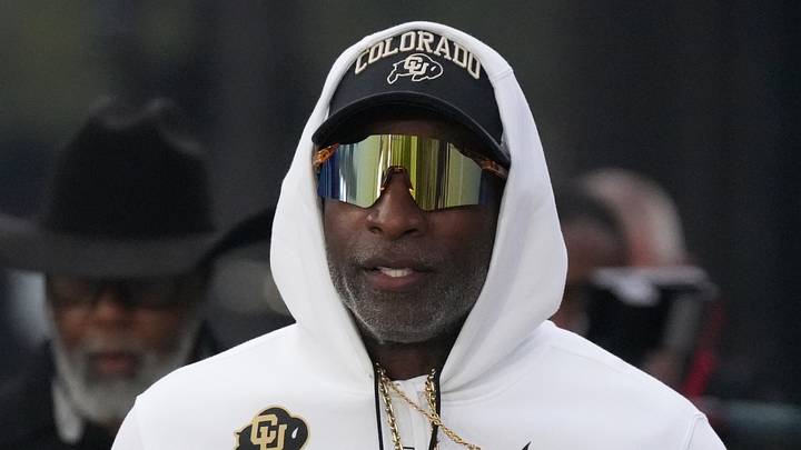 Sep 19, 2026; Evanston, Illinois, USA; Colorado Buffaloes head coach Deion Sanders takes the field with his team for warmups before the game against the Northwestern Wildcats at Northwestern Medicine Field at Martin Stadium. Sep 19, 2026; Evanston, Illinois, USA; Colorado Buffaloes head coach Deion Sanders takes the field with his team for warmups before the game against the Northwestern Wildcats at Northwestern Medicine Field at Martin Stadium.