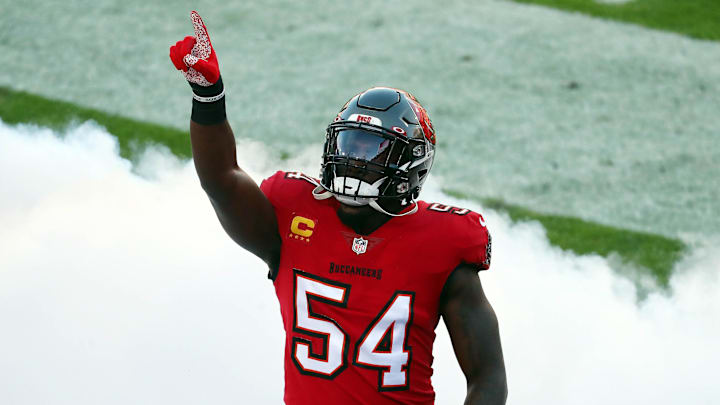 Tampa Bay Buccaneers inside linebacker Lavonte David (54) held a press conference Tuesday to officially announce his retirement from the NFL.