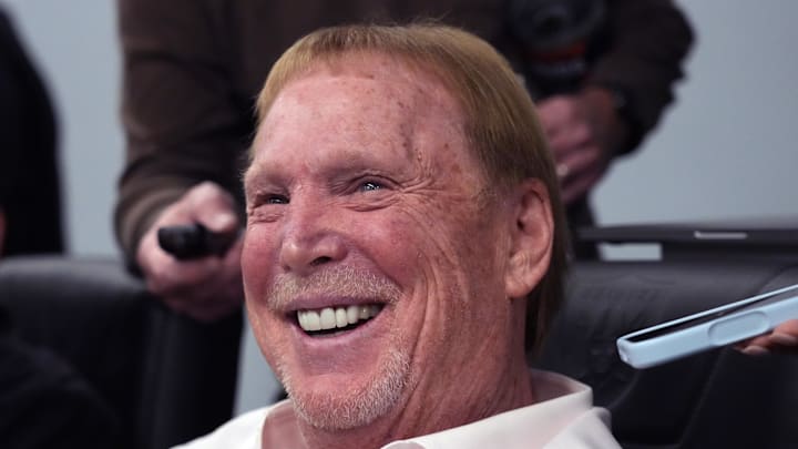 Feb 10, 2026; Henderson, NV, USA; Las Vegas Raiders owner Mark Davis at a press conference at Intermountain Health Performance Center. Mandatory Credit: Kirby Lee-Imagn Images