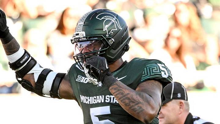Michigan State’s Jordan Hall signals before a play against Nebraska during the first quarter on Saturday, Sept. 26, 2026, in East Lansing. Michigan State’s Jordan Hall signals before a play against Nebraska during the first quarter on Saturday, Sept. 26, 2026, in East Lansing.