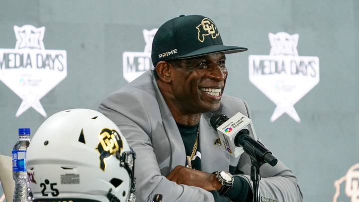 Colorado head coach Deion Sanders speaks with the media during 2025 Big 12 Football Media Days at The Star. Mandatory Credit: Raymond Carlin III-Imagn Images Colorado head coach Deion Sanders speaks with the media during 2025 Big 12 Football Media Days at The Star. Mandatory Credit: Raymond Carlin III-Imagn Images