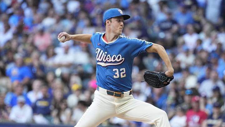 Jun 12, 2026; Milwaukee, Wisconsin, USA; Milwaukee Brewers pitcher Jacob Misiorowski (32) delivers a pitch against the Philadelphia Phillies in the second inning at American Family Field. Mandatory Credit: Michael McLoone-Imagn Images Jun 12, 2026; Milwaukee, Wisconsin, USA; Milwaukee Brewers pitcher Jacob Misiorowski (32) delivers a pitch against the Philadelphia Phillies in the second inning at American Family Field. Mandatory Credit: Michael McLoone-Imagn Images
