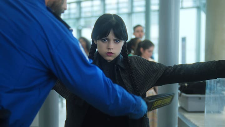 Wednesday. Jenna Ortega as Wednesday in episode 201 of Wednesday