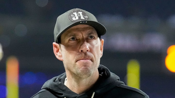 Indianapolis Colts head coach Shane Steichen walks off the field