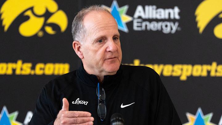 Iowa football’s Defensive Coordinator Phil Parker speaks during a press conference April 22, 2026 at the Hansen Performance Center in Iowa City, Iowa. Iowa football’s Defensive Coordinator Phil Parker speaks during a press conference April 22, 2026 at the Hansen Performance Center in Iowa City, Iowa.