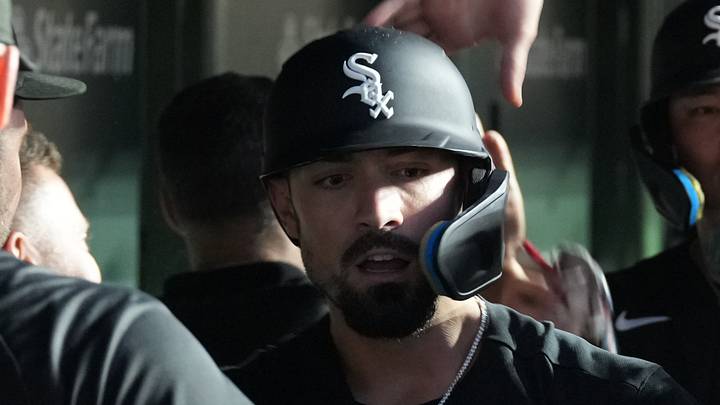 Aug 17, 2026; Chicago, Illinois, USA; Chicago White Sox designated hitter Randal Grichuk (34) is greeted in the dugout after hitting a three-run home run against the Chicago Cubs during the fourth inning at Wrigley Field. Mandatory Credit: David Banks-Imagn Images Aug 17, 2026; Chicago, Illinois, USA; Chicago White Sox designated hitter Randal Grichuk (34) is greeted in the dugout after hitting a three-run home run against the Chicago Cubs during the fourth inning at Wrigley Field. Mandatory Credit: David Banks-Imagn Images
