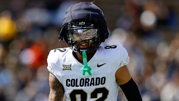 Apr 19, 2025; Boulder, CO, USA; Colorado Buffaloes wide receiver Terrell Timmons Jr. (82) during the spring game at Folsom Field. Mandatory Credit: Isaiah J. Downing-Imagn Images