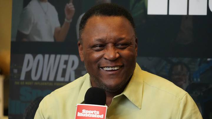 Feb 6, 2026; San Francisco, CA, USA; Barry Sanders on radio row at the Super Bowl LX media center at the Moscone Center. 