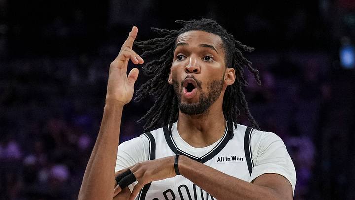 Mar 22, 2026; Sacramento, California, USA; Brooklyn Nets forward Ziaire Williams (1) reacts after a three point basket during the second quarter against the Sacramento Kings at Golden 1 Center. Mandatory Credit: Justine Willard-Imagn Images Mar 22, 2026; Sacramento, California, USA; Brooklyn Nets forward Ziaire Williams (1) reacts after a three point basket during the second quarter against the Sacramento Kings at Golden 1 Center. Mandatory Credit: Justine Willard-Imagn Images