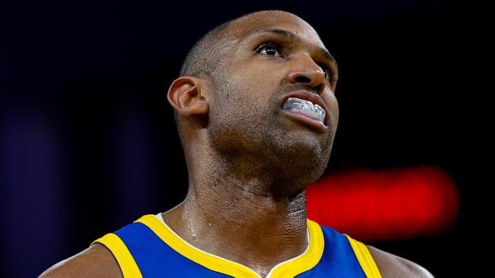 Mar 10, 2026; San Francisco, California, USA; Golden State Warriors center Al Horford (20) during overtime against the Chicago Bulls at Chase Center. Mandatory Credit: Bob Kupbens-Imagn Images