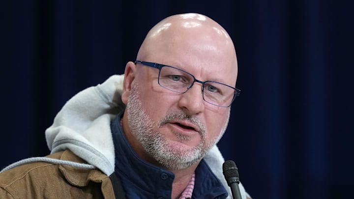 Feb 24, 2026; Indianapolis, IN, USA; Los Angeles Chargers general manager Joe Hortiz speaks at the NFL Scouting Combine at the Indiana Convention Center. Mandatory Credit: Kirby Lee-Imagn Images Feb 24, 2026; Indianapolis, IN, USA; Los Angeles Chargers general manager Joe Hortiz speaks at the NFL Scouting Combine at the Indiana Convention Center. Mandatory Credit: Kirby Lee-Imagn Images