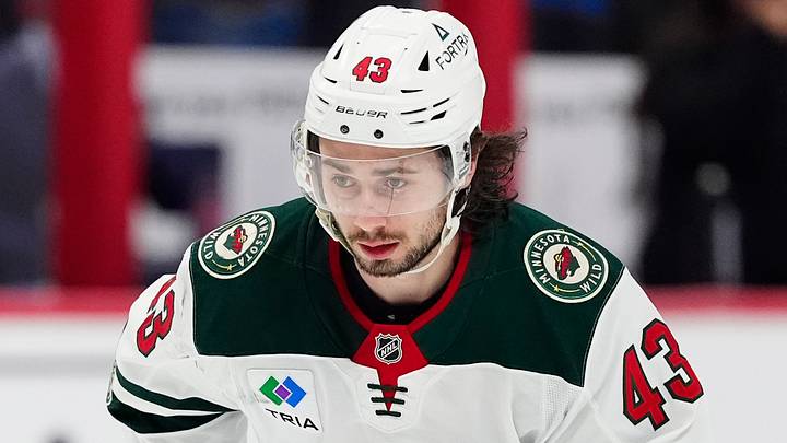 May 3, 2026; Denver, Colorado, USA; Minnesota Wild defenseman Quinn Hughes (43) warms up before game one against the Colorado Avalanche of the second round of the 2026 Stanley Cup Playoffs at Ball Arena. Mandatory Credit: Ron Chenoy-Imagn Images May 3, 2026; Denver, Colorado, USA; Minnesota Wild defenseman Quinn Hughes (43) warms up before game one against the Colorado Avalanche of the second round of the 2026 Stanley Cup Playoffs at Ball Arena. Mandatory Credit: Ron Chenoy-Imagn Images