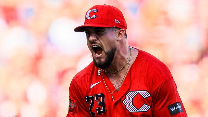 Cincinnati Reds relief pitcher Graham Ashcraft (23) reacts