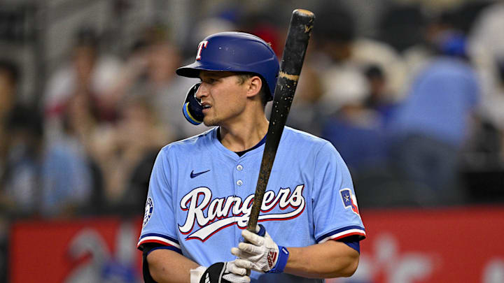 Apr 20, 2025; Arlington, Texas, USA; Texas Rangers shortstop Corey Seager (5) during the game between the Texas Rangers and the Los Angeles Dodgers at Globe Life Field. Apr 20, 2025; Arlington, Texas, USA; Texas Rangers shortstop Corey Seager (5) during the game between the Texas Rangers and the Los Angeles Dodgers at Globe Life Field.