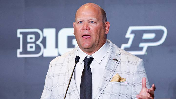 Purdue Football head coach Barry Odom speaks during Big Ten Media Days. Purdue Football head coach Barry Odom speaks during Big Ten Media Days.