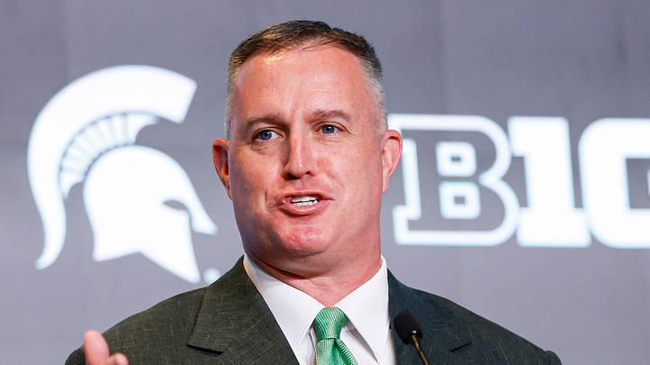 Jul 29, 2026; Chicago, IL, USA; Michigan State Football head coach Pat Fitzgerald speaks during Big Ten Media Days at Hilton Chicago. Mandatory Credit: Kamil Krzaczynski-Imagn Images Jul 29, 2026; Chicago, IL, USA; Michigan State Football head coach Pat Fitzgerald speaks during Big Ten Media Days at Hilton Chicago. Mandatory Credit: Kamil Krzaczynski-Imagn Images