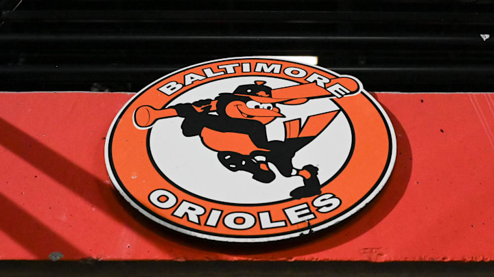 Sep 30, 2023; Baltimore, Maryland, USA; A detailed view of a Baltimore Orioles logo in the stands during the game against the Boston Red Sox at Oriole Park at Camden Yards. Mandatory Credit: Tommy Gilligan-Imagn Images Sep 30, 2023; Baltimore, Maryland, USA; A detailed view of a Baltimore Orioles logo in the stands during the game against the Boston Red Sox at Oriole Park at Camden Yards. Mandatory Credit: Tommy Gilligan-Imagn Images