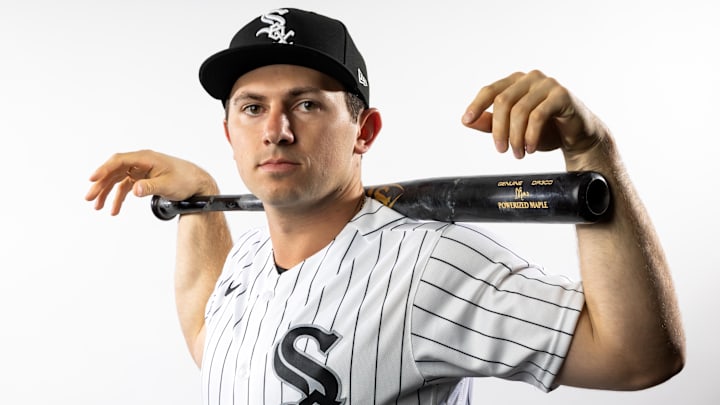 Feb 17, 2026; Glendale, AZ, USA; Chicago White Sox catcher Drew Romo poses for a portrait during photo day at Camelback Ranch. Mandatory Credit: Mark J. Rebilas-Imagn Images