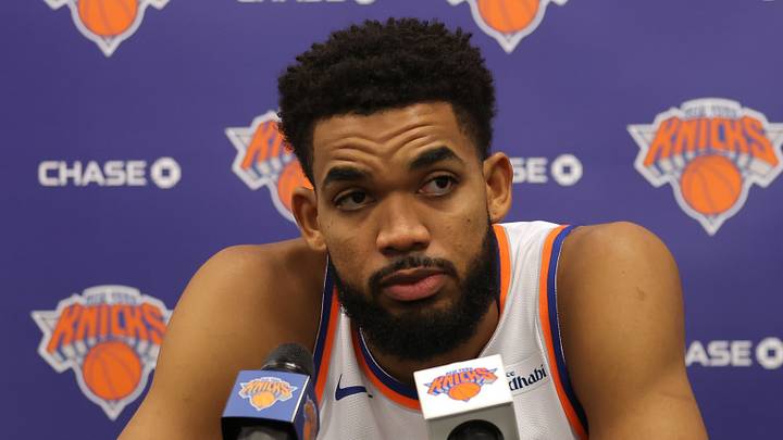 Sep 28, 2026; Tarrytown, NY, USA; New York Knicks center Karl-Anthony Towns (32) speaks during media day at the MSG training facility. Mandatory Credit: Brad Penner-Imagn Images Sep 28, 2026; Tarrytown, NY, USA; New York Knicks center Karl-Anthony Towns (32) speaks during media day at the MSG training facility. Mandatory Credit: Brad Penner-Imagn Images