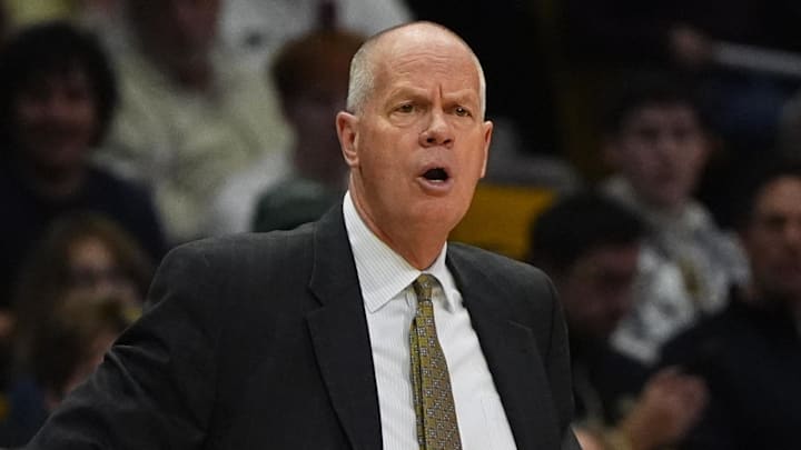 Jan 7, 2026; Boulder, Colorado, USA; Colorado Buffaloes head coach Tad Boyle calls out in the second half against the Utah Utes at CU Events Center. Jan 7, 2026; Boulder, Colorado, USA; Colorado Buffaloes head coach Tad Boyle calls out in the second half against the Utah Utes at CU Events Center.