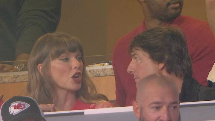 Taylor Swift chatted with Tom Cruise at the Chiefs-Broncos season-opener at Arrowhead on Monday night. Taylor Swift chatted with Tom Cruise at the Chiefs-Broncos season-opener at Arrowhead on Monday night.