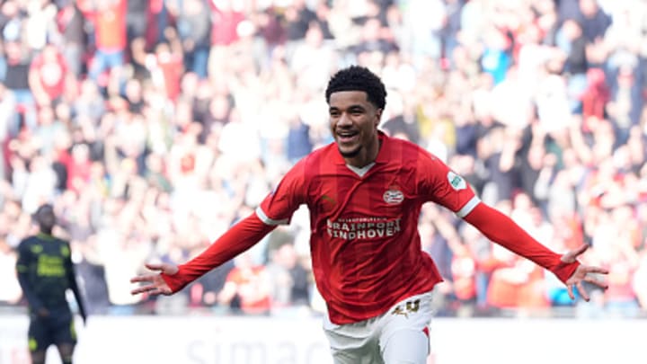 Malik Tillman after scoring for PSV in a 2–2 draw with Feyenoord on March 3, 2024.