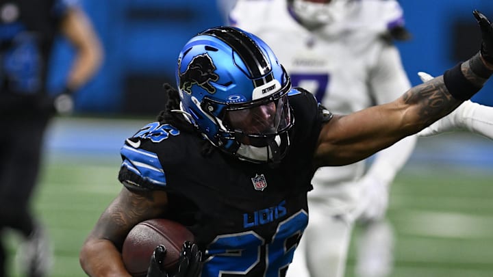 Detroit Lions running back Jahmyr Gibbs might be poised for a record-breaking season. Detroit Lions running back Jahmyr Gibbs might be poised for a record-breaking season.