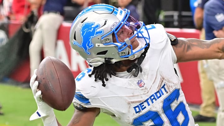 Detroit Lions running back Jahmyr Gibbs (26).