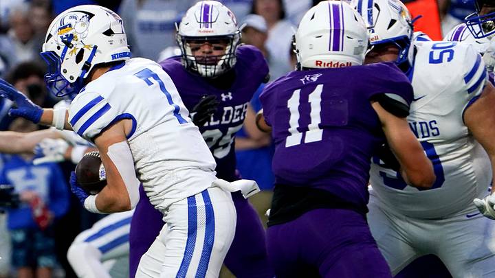 Highlands Bluebirds junior running back Colt Kremer (7) runs the ball in the first half of a high school football game between the Elder Panthers and Highlands Bluebirds, Friday, Oct. 10, 2025, at Cintas Center in Cincinnati. Highlands Bluebirds junior running back Colt Kremer (7) runs the ball in the first half of a high school football game between the Elder Panthers and Highlands Bluebirds, Friday, Oct. 10, 2025, at Cintas Center in Cincinnati.