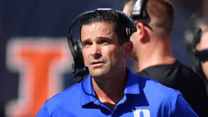 Sep 12, 2026; Champaign, Illinois, USA; Duke Blue Devils head coach Manny Diaz, left, on the sidelines against the Illinois Fighting Illini during the first half at Gies Memorial Stadium. Mandatory Credit: Ron Johnson-Imagn Images Sep 12, 2026; Champaign, Illinois, USA; Duke Blue Devils head coach Manny Diaz, left, on the sidelines against the Illinois Fighting Illini during the first half at Gies Memorial Stadium. Mandatory Credit: Ron Johnson-Imagn Images