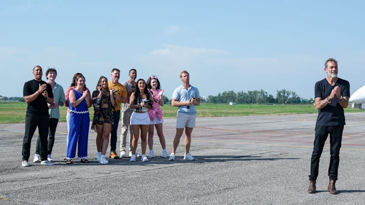 DESTINATION X -- "Welcome to Destination X" Episode 101 -- Pictured: (l-r) Josh Martinez, Jonah Evarts, Mack Fitzgerald, Tai Lowry, Rick Szabo, Shayne Cureton, Allyson "Ally" Bross, Rachel Rosette, Christian "Biggy" Bailey, Jeffrey Dean Morgan -- (Photo by: Matteo Graia/NBC)