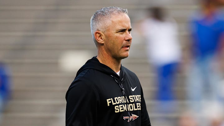 Nov 29, 2025; Gainesville, Florida, USA; Florida State Seminoles head coach Mike Norvell walks on the field before a game against the Florida Gators at Ben Hill Griffin Stadium. Mandatory Credit: Matt Pendleton-Imagn Images Nov 29, 2025; Gainesville, Florida, USA; Florida State Seminoles head coach Mike Norvell walks on the field before a game against the Florida Gators at Ben Hill Griffin Stadium. Mandatory Credit: Matt Pendleton-Imagn Images