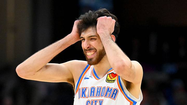 CLEVELAND, OHIO - JANUARY 19: Center Chet Holmgren #7 of the Oklahoma City Thunder reacts during the fourth quarter against the Cleveland Cavaliers at Rocket Arena on January 19, 2026, in Cleveland, Ohio. The Thunder defeated the Cavaliers 136-104. (Photo by Jason Miller/Getty Images)