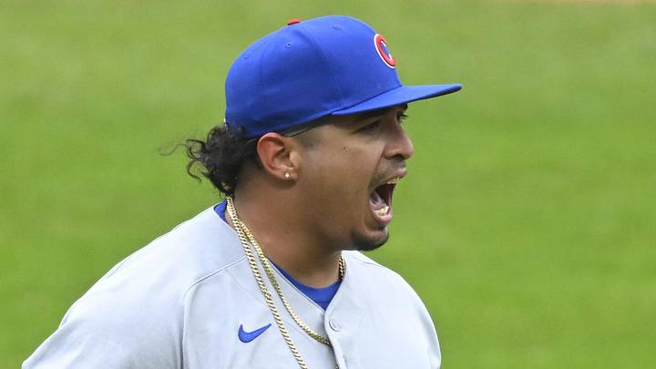 Apr 5, 2026; Cleveland, Ohio, USA; Chicago Cubs relief pitcher Daniel Palencia (48) celebrates the final out in a win over the Cleveland Guardians at Progressive Field. Mandatory Credit: David Richard-Imagn Images Apr 5, 2026; Cleveland, Ohio, USA; Chicago Cubs relief pitcher Daniel Palencia (48) celebrates the final out in a win over the Cleveland Guardians at Progressive Field. Mandatory Credit: David Richard-Imagn Images