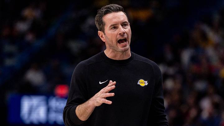 Jan 6, 2026; New Orleans, Louisiana, USA; Los Angeles Lakers Head Coach JJ Redick reacts to a play against the New Orleans Pelicans during the second half at Smoothie King Center. Mandatory Credit: Stephen Lew-Imagn Images Jan 6, 2026; New Orleans, Louisiana, USA; Los Angeles Lakers Head Coach JJ Redick reacts to a play against the New Orleans Pelicans during the second half at Smoothie King Center. Mandatory Credit: Stephen Lew-Imagn Images