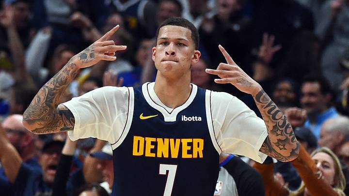 Oct 24, 2026; Denver, Colorado, USA; Denver Nuggets forward Trevon Brazile (7) celebrates after a three-pointer during the second half against the New Orleans Pelicans at Ball Arena. Mandatory Credit: Christopher Hanewinckel-Imagn Images Oct 24, 2026; Denver, Colorado, USA; Denver Nuggets forward Trevon Brazile (7) celebrates after a three-pointer during the second half against the New Orleans Pelicans at Ball Arena. Mandatory Credit: Christopher Hanewinckel-Imagn Images