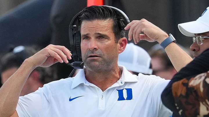 Sep 19, 2026; Durham, North Carolina, USA; Duke Blue Devils head coach Manny Diaz looks on against the Stanford Cardinal during the first half at Wallace Wade Stadium. Mandatory Credit: James Guillory-Imagn Images Sep 19, 2026; Durham, North Carolina, USA; Duke Blue Devils head coach Manny Diaz looks on against the Stanford Cardinal during the first half at Wallace Wade Stadium. Mandatory Credit: James Guillory-Imagn Images
