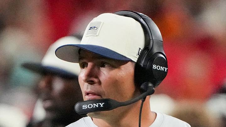 Seattle Seahawks head coach Mike Macdonald watches play