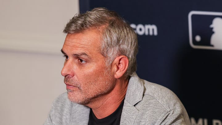 Dec 8, 2025; Orlando, FL, USA; Tampa Bay Rays manager Kevin Cash speaks with the media during the 2025 MLB Winter Meetings at Signia by Hilton Hotel. 