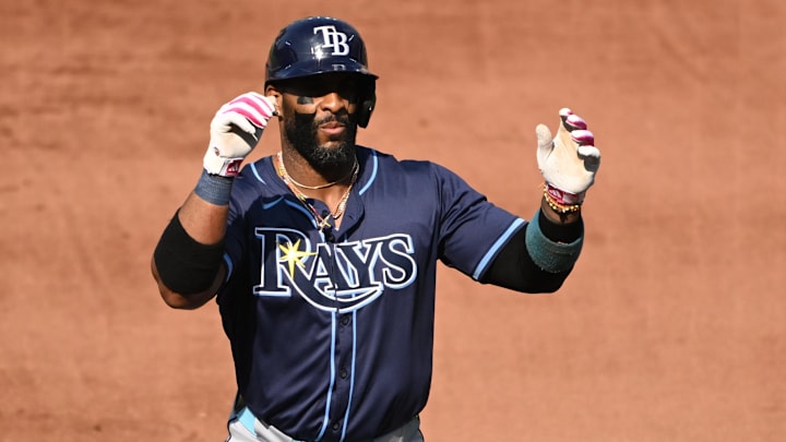 Tampa Bay Rays first baseman Yandy Diaz (2) celebrates while rounding the bases after hitting a home run during the fourth inning against the Baltimore Orioles at Oriole Park at Camden Yards. Tampa Bay Rays first baseman Yandy Diaz (2) celebrates while rounding the bases after hitting a home run during the fourth inning against the Baltimore Orioles at Oriole Park at Camden Yards.