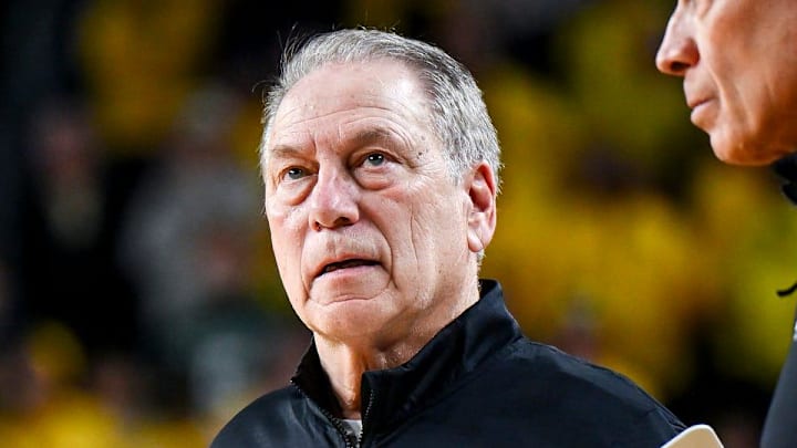 Michigan State's head coach Tom Izzo looks on during the second half in the game against Michigan on Sunday, March 8, 2026, at the Crisler Center in Ann Arbor.