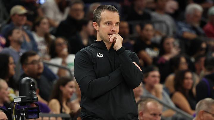 Oct 16, 2026; Phoenix, Arizona, USA; Phoenix Suns head coach Jordan Ott looks on to the court against the Utah Jazz in the second half at Mortgage Matchup Center. Mandatory Credit: Anna Carrington-Imagn Images Oct 16, 2026; Phoenix, Arizona, USA; Phoenix Suns head coach Jordan Ott looks on to the court against the Utah Jazz in the second half at Mortgage Matchup Center. Mandatory Credit: Anna Carrington-Imagn Images