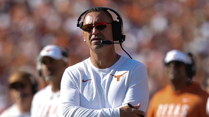Texas Longhorns head coach Steve Sarkisian during the game against the Oklahoma Sooners at the Cotton Bowl. Texas Longhorns head coach Steve Sarkisian during the game against the Oklahoma Sooners at the Cotton Bowl.
