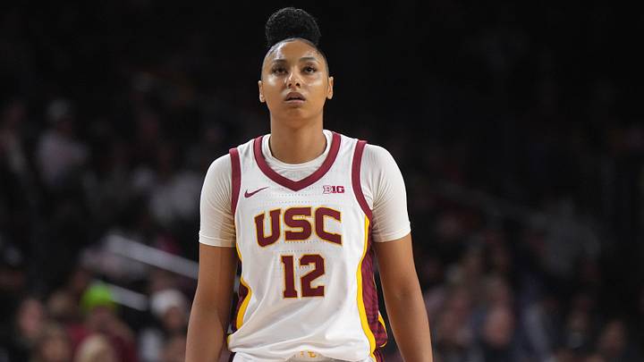 Dec 29, 2024; Los Angeles, California, USA; Southern California Trojans guard JuJu Watkins (12) reacts against the Michigan Wolverines in the first half at Galen Center. Mandatory Credit: Kirby Lee-Imagn Images Dec 29, 2024; Los Angeles, California, USA; Southern California Trojans guard JuJu Watkins (12) reacts against the Michigan Wolverines in the first half at Galen Center. Mandatory Credit: Kirby Lee-Imagn Images