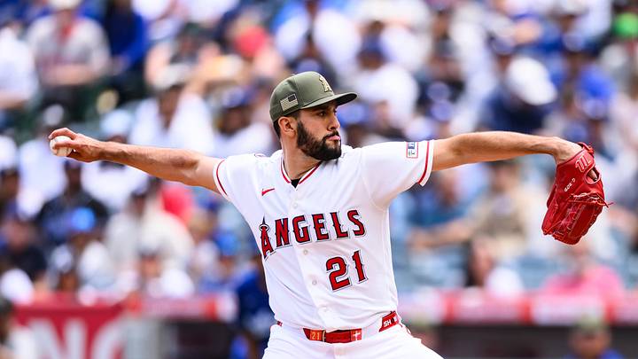 Los Angeles Angels pitcher Grayson Rodriguez (21) delivers