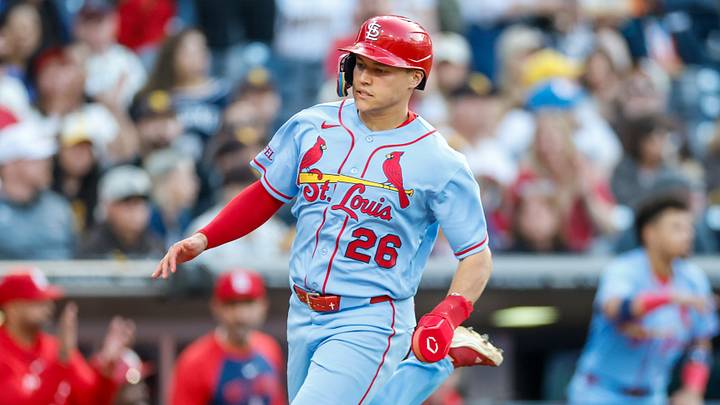 May 9, 2026; San Diego, California, USA; St. Louis Cardinals second baseman JJ Wetherholt (26) scores a run during the eighth inning against the San Diego Padres at Petco Park. Mandatory Credit: David Frerker-Imagn Images May 9, 2026; San Diego, California, USA; St. Louis Cardinals second baseman JJ Wetherholt (26) scores a run during the eighth inning against the San Diego Padres at Petco Park. Mandatory Credit: David Frerker-Imagn Images